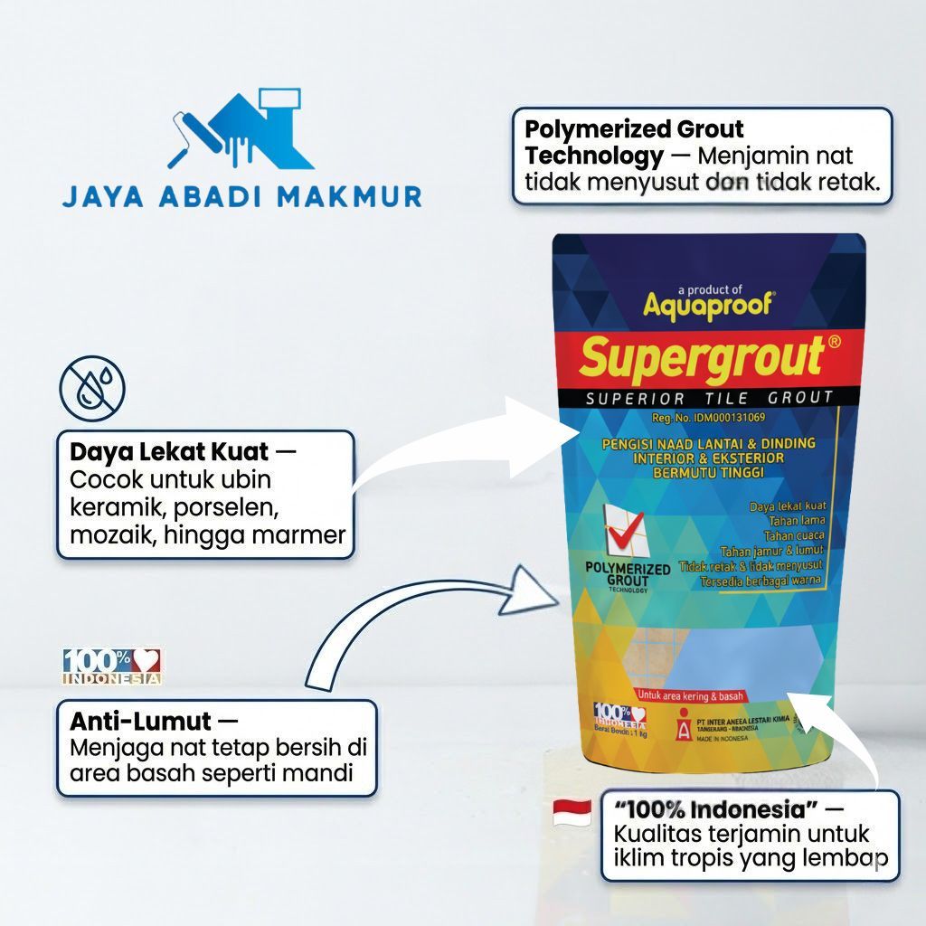 Supergrout Aquaproof 1 Kg Anti Jamur -  Semen Pengisi Nat Keramik Lantai & Dinding