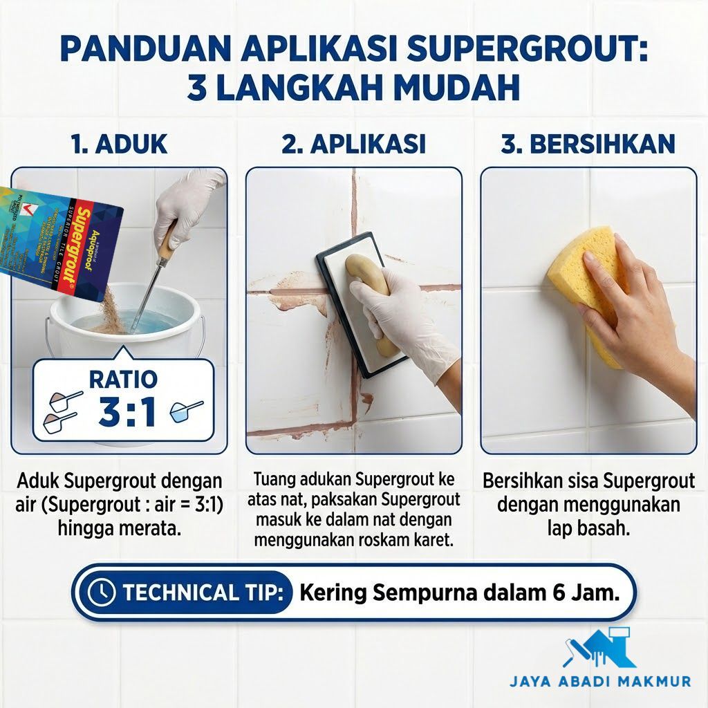 Supergrout Aquaproof 1 Kg Anti Jamur -  Semen Pengisi Nat Keramik Lantai & Dinding