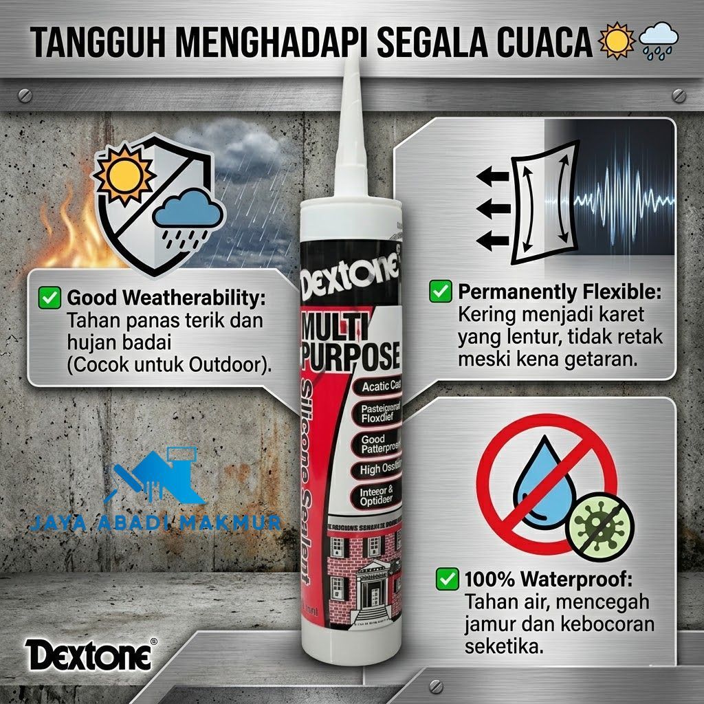 Dextone Silicone Sealant Kaca Botol 300ml Lem Penambal Anti Bocor Serbaguna