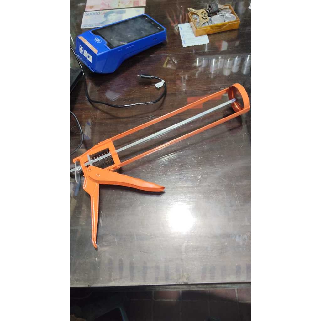 [Kuat] Tembakan Lem Silikon Besi - Pompa Alat Pendorong Lem Kaca Botol Caulking Gun