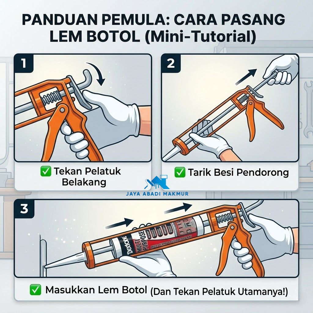 [Kuat] Tembakan Lem Silikon Besi - Pompa Alat Pendorong Lem Kaca Botol Caulking Gun