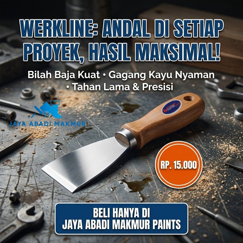 Werkline Kape Besi Gagang Kayu Tebal - Alat Dempul Tembok & Pengerok Cat