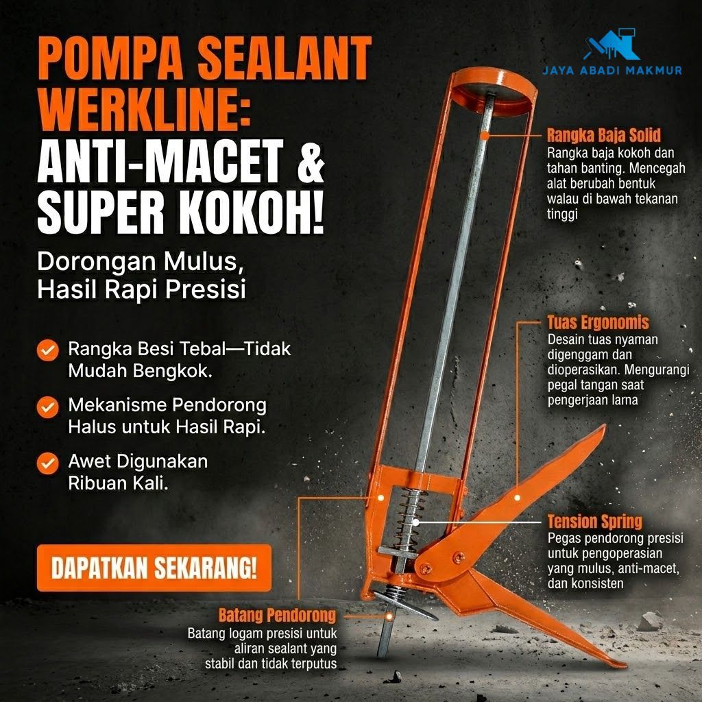[Kuat] Tembakan Lem Silikon Besi - Pompa Alat Pendorong Lem Kaca Botol Caulking Gun