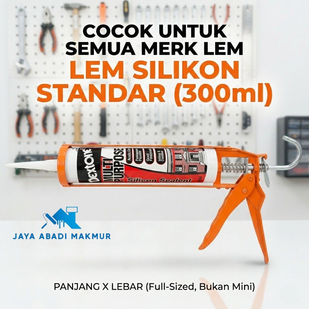 [Kuat] Tembakan Lem Silikon Besi - Pompa Alat Pendorong Lem Kaca Botol Caulking Gun